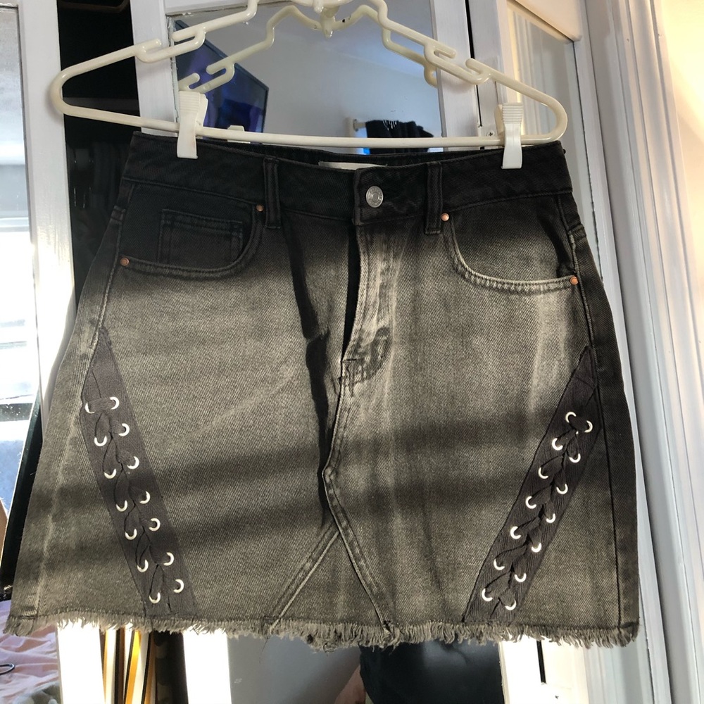 Black mini jean skirt